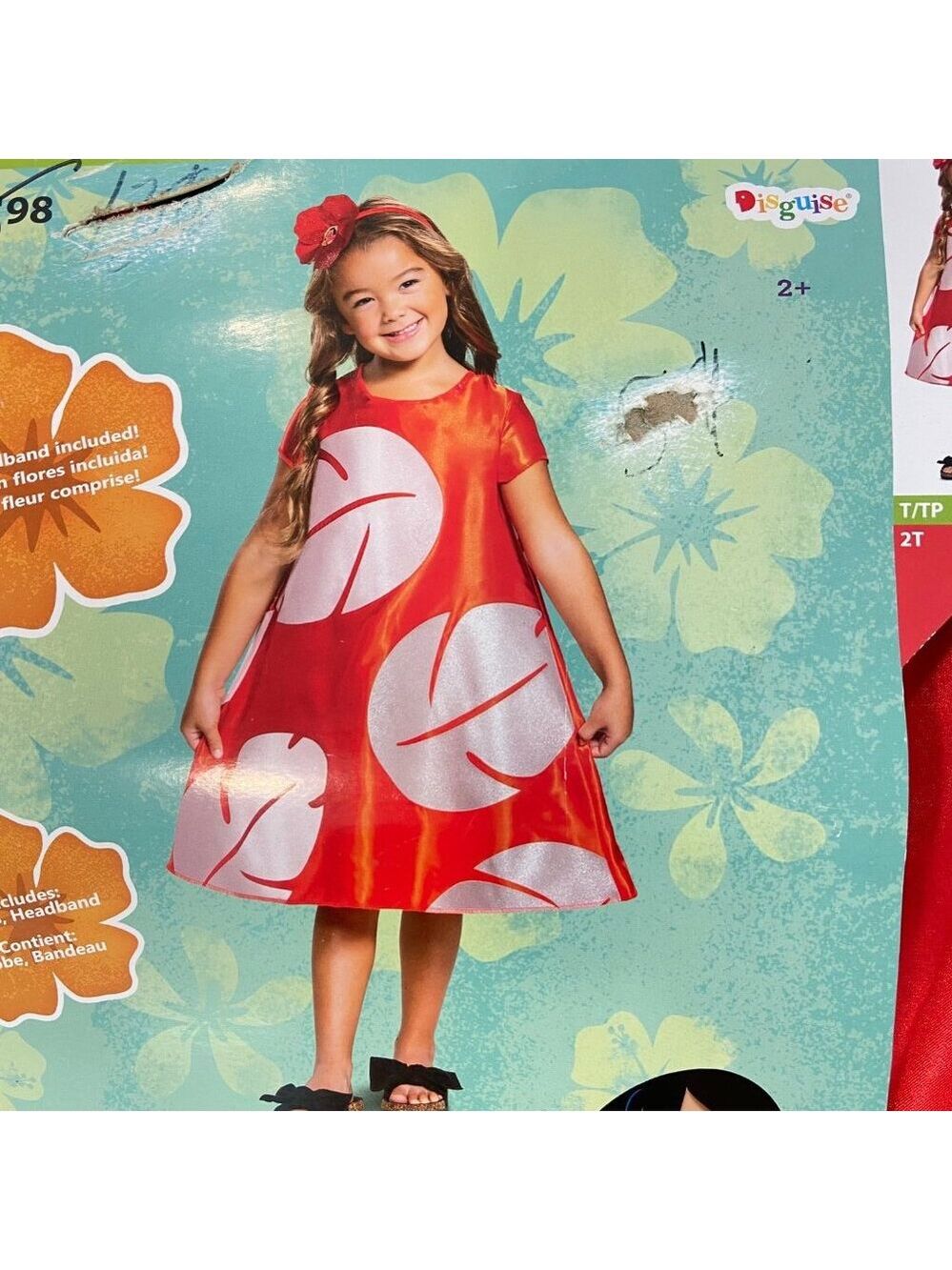 Disney Lilo & Stitch Toddler Costume Dress & Headband 2T Red Leaf NWTDescription